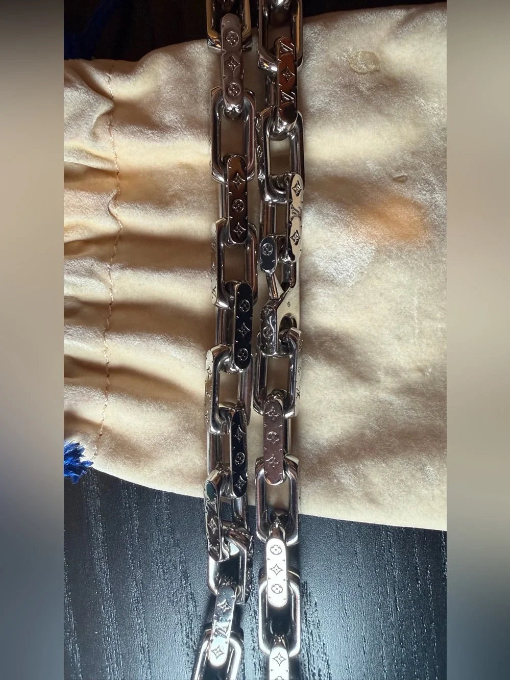 Louis Vuitton Silver Monogram Chain Necklace